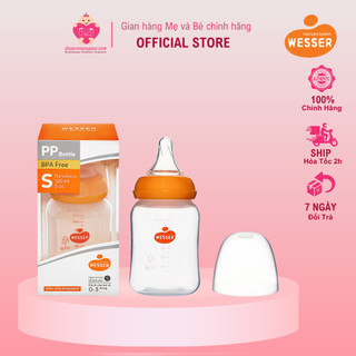 Bình sữa wesser pp cổ hẹp 140ml - kèm núm ti size s, 0-3m - màu ngẫu nhiên