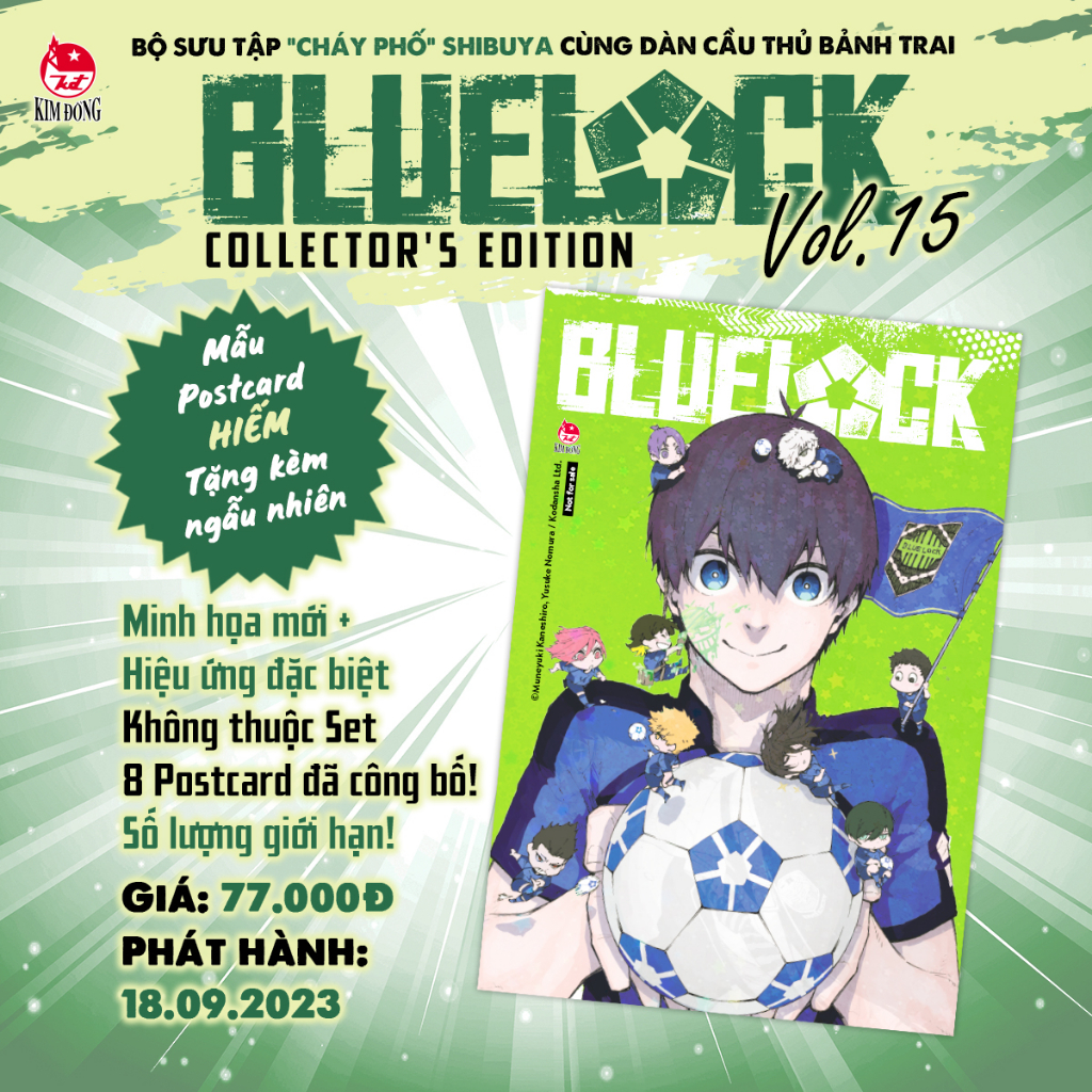 Truyện - Blue Lock tập 15 bluelock tập 15 full seal 9 card card isagi hiếm  + card + standee Chigiri , BẢN ĐẶC BIỆT