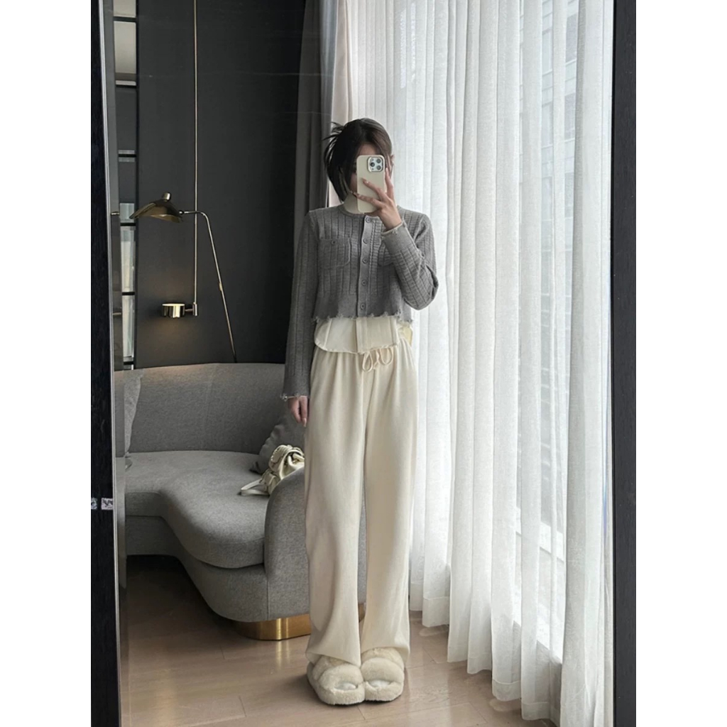 Áo len túi ngực rách gấu đóng cúc không kèm sơ mi Ulzzang style🌸 Hàng Quảng Châu