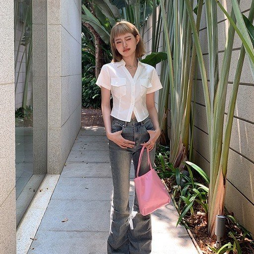 Áo sơ mi tay ngắn kiểu túi 2 bên, đơn giản thanh lịch 819 FIORI STORE