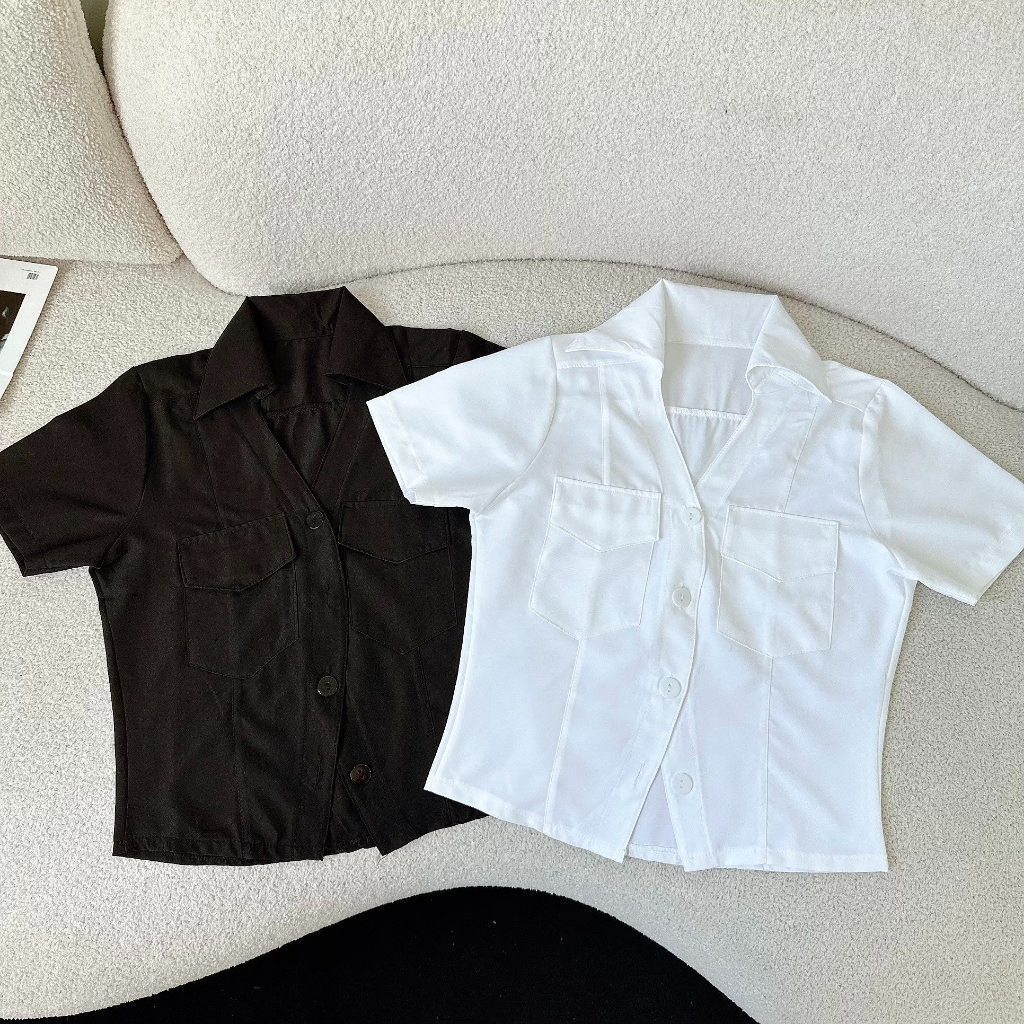 Áo sơ mi tay ngắn kiểu túi 2 bên, đơn giản thanh lịch 819 FIORI STORE