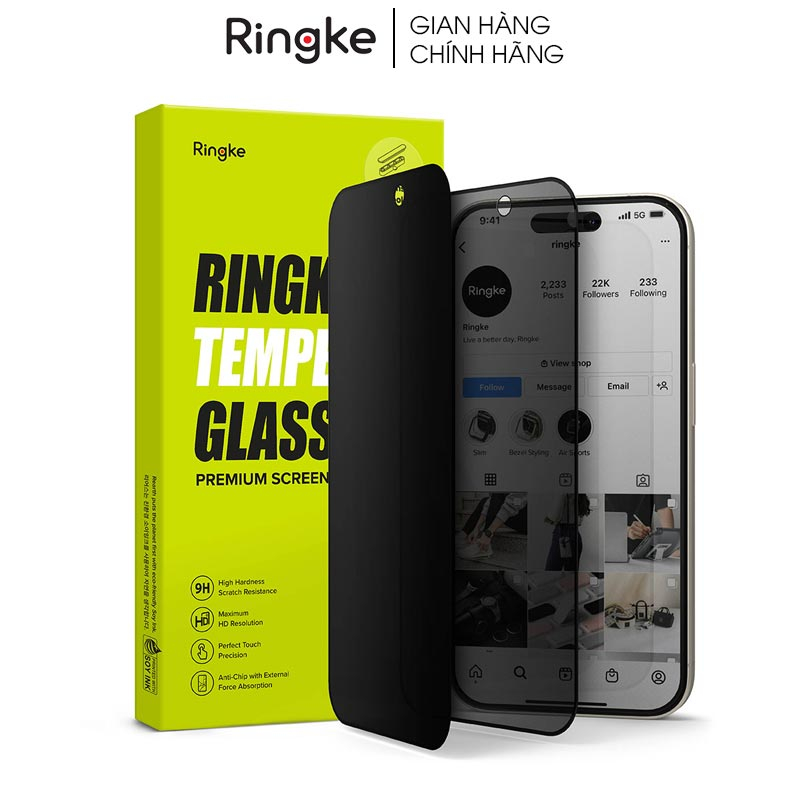 Dán cường lực chống nhìn trộm iPhone 15 Pro Max/15 Pro/15 Plus/15 RINGKE Privacy Tempered Glass