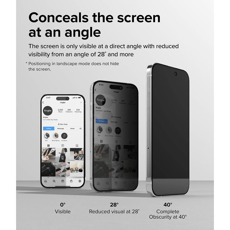 Dán cường lực chống nhìn trộm iPhone 15 Pro Max/15 Pro/15 Plus/15 RINGKE Privacy Tempered Glass