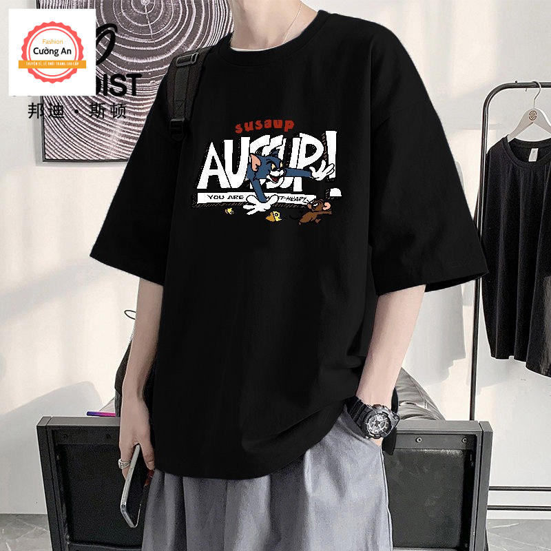 Áo thun nam, áo phông nam tay ngắn, tay lỡ cổ tròn chất cotton dày dặn thoáng mát  ATN025 - Cường An Fashion