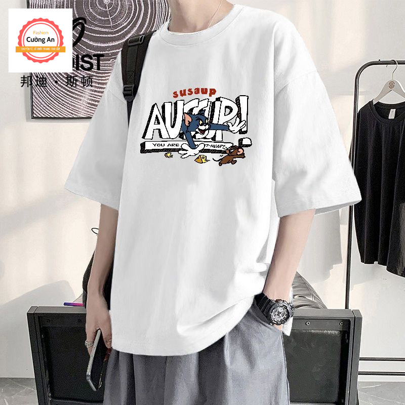 Áo thun nam, áo phông nam tay ngắn, tay lỡ cổ tròn chất cotton dày dặn thoáng mát  ATN025 - Cường An Fashion