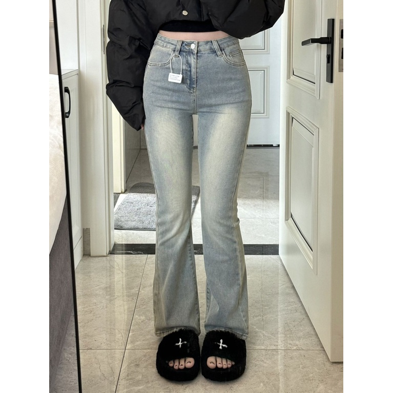 Quần bò nữ, quần jeans nữ ống loe màu xanh bạc lưng cao hack dáng cực đỉnh HT 03 | BigBuy360 - bigbuy360.vn