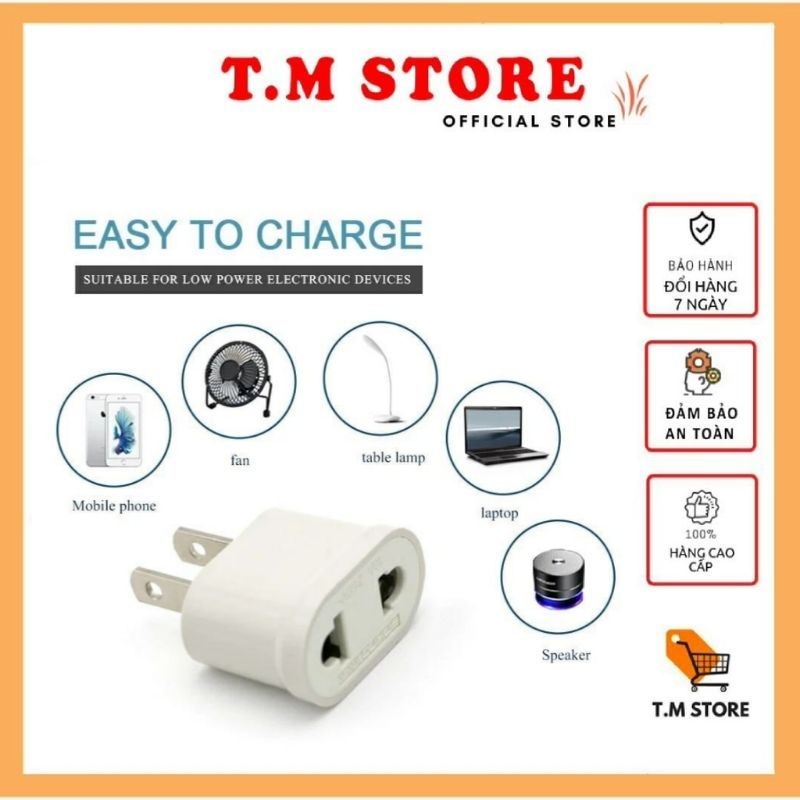Ổ cắm điện chuyển đổi chân dẹp sang chân tròn cho phích cắm Việt Nam thông dụng