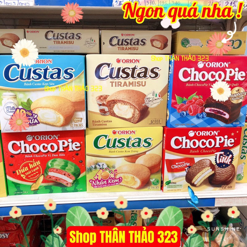 Bánh Custas Tiramisu Orion Mới và Nhân Kem Các Loại Đủ Vị