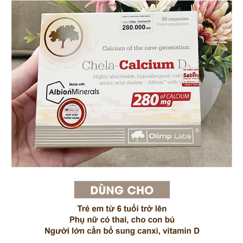 Canxi Chela Calcium D3 ( Olimp labs) Canxi cho bà bầu, bổ sung canxi và vitamin D3 36.6g