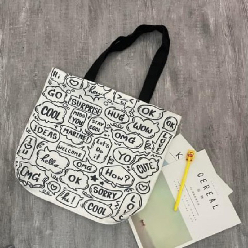 Túi tote túi đeo vai vải canvas hoạ tiết  kute