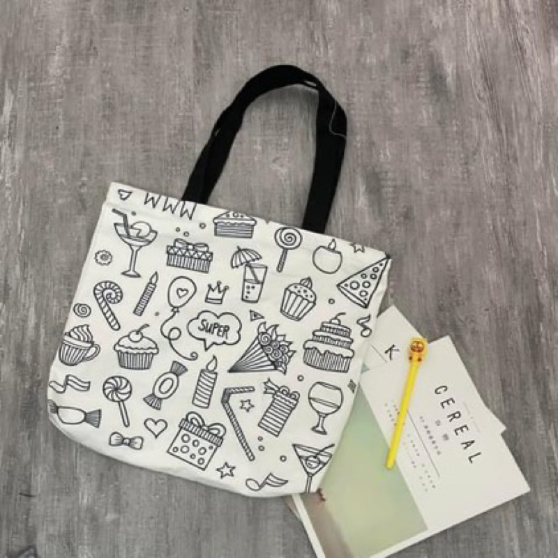 Túi tote túi đeo vai vải canvas hoạ tiết  kute