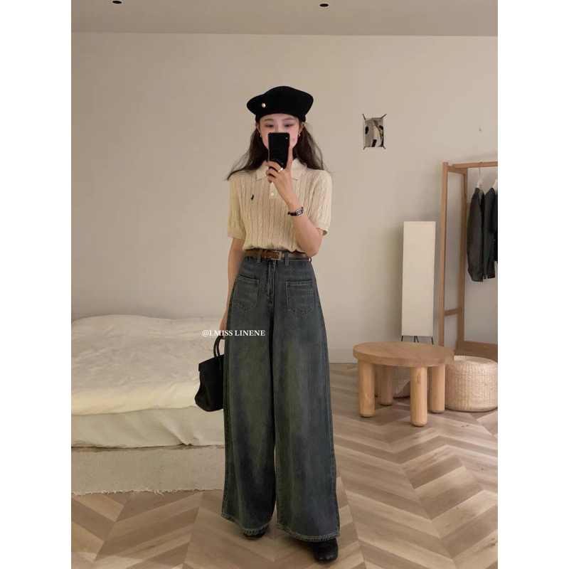 Quần jeans suông túi trước I Miss Linene 5176 🇰🇷
