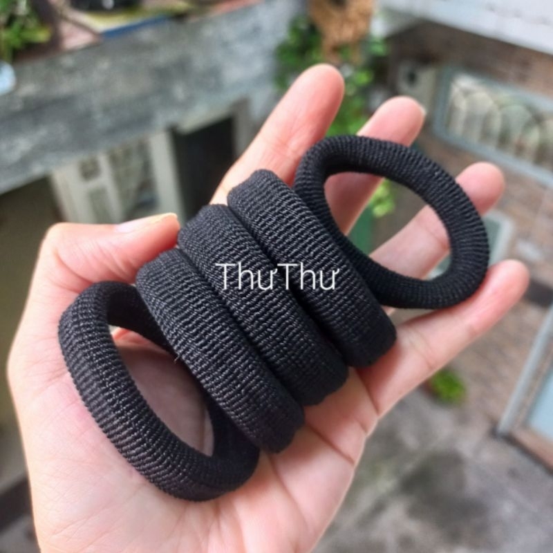 Túi 10 thun cột tóc trơn màu đen