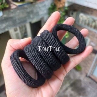 Túi 20 dây cột tóc trơn màu đen (bản 1.2cm-1.5cm)