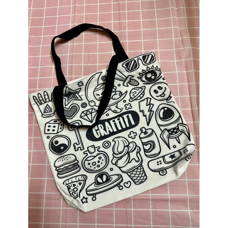 Túi tote túi đeo vai vải canvas hoạ tiết  kute