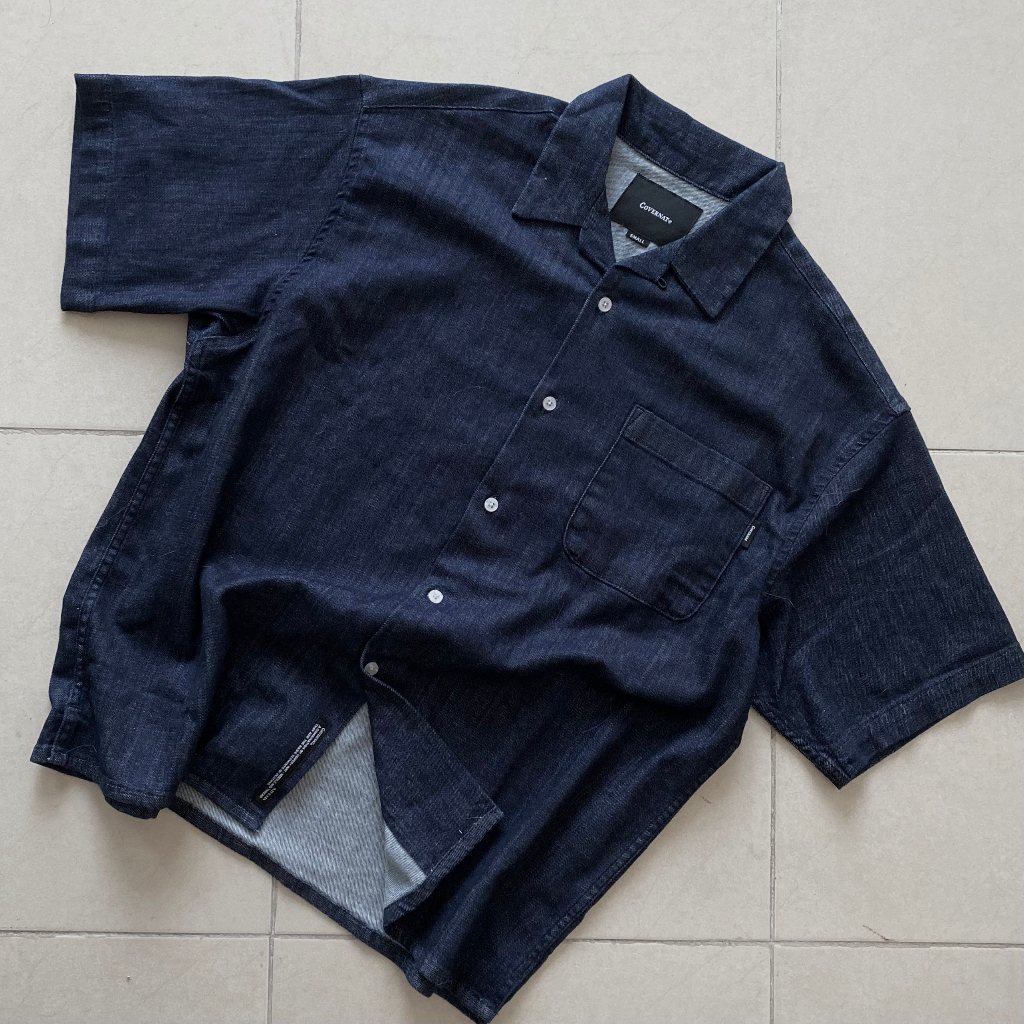 Bộ quần và áo hãng hàn quốc con.vernat chính hãng form boxy fit thoải mái trendy màu denim-đen-be-caro