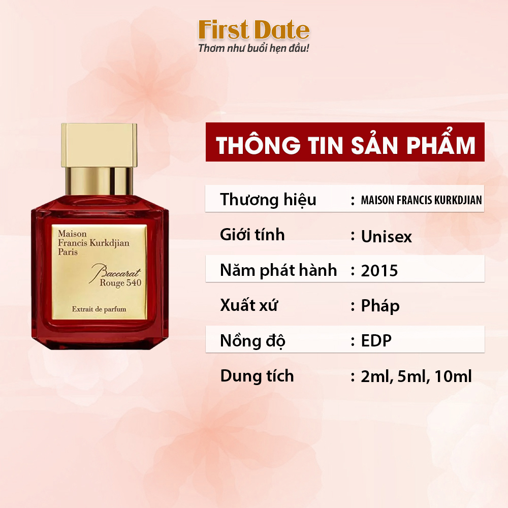 Nước hoa nữ MFK Baccarat Rouge 540- Viên Rubi giữa thế giới nước hoa - First Date