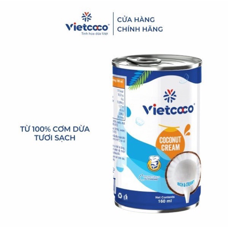 Nước cốt dừa tươi Vietcoco lon 160ml