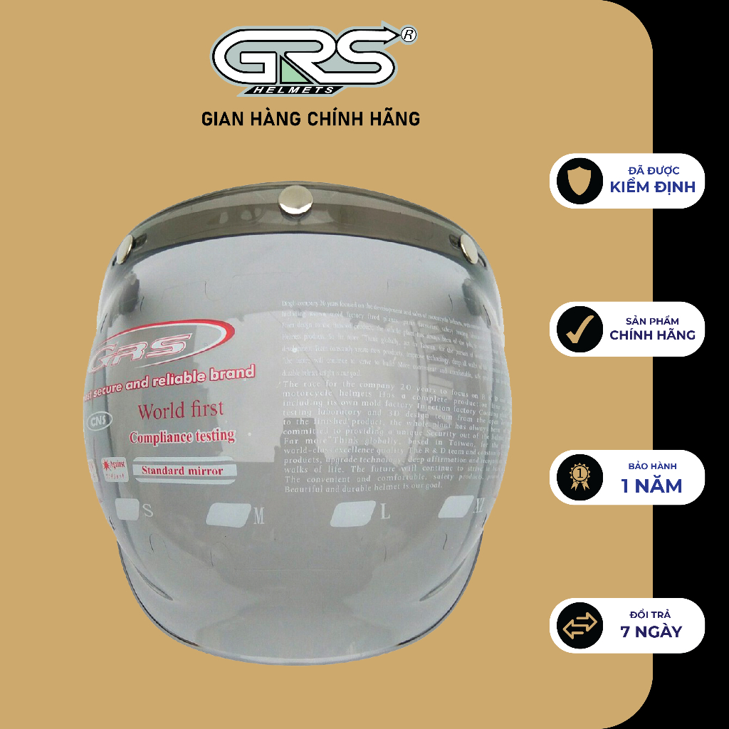 Kính cong gắn nón bảo hiểm GRS BUBBLE nhiều màu
