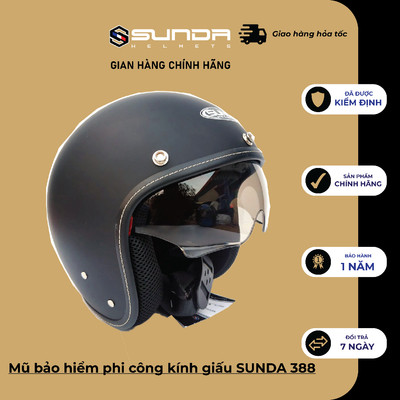 Mũ bảo hiểm phi công kính giấu SUNDA 388