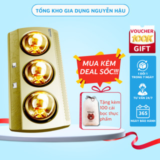 Đèn Sưởi Nhà Tắm Đui Sứ Chống Cháy Nổ, 2 Bóng 3 Bóng Treo Tường Cao Cấp - Tongkhogiadung