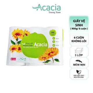 Giấy vệ sinh không lõi  6 cuộn cao cấp  ACACIA trọng lượng 900g