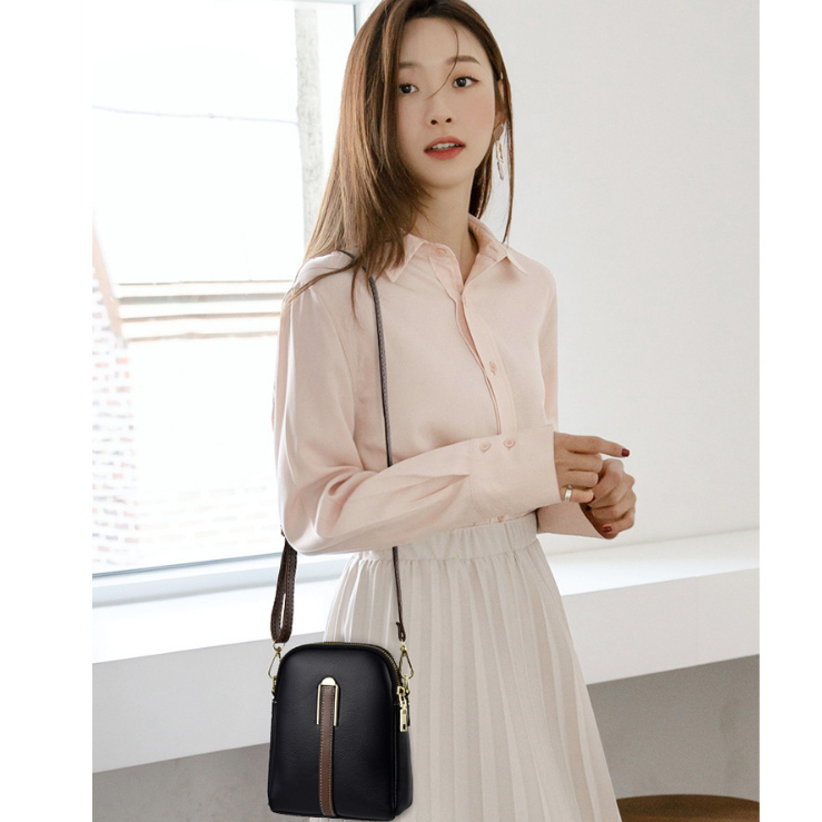 Túi xách nữ túi đựng điện thoại phối màu hai ngăn đeo chéo đeo vai đơn giản LK353