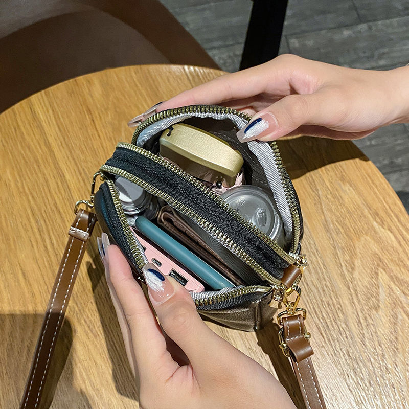 Túi xách nữ túi đựng điện thoại phối màu hai ngăn đeo chéo đeo vai đơn giản LK353