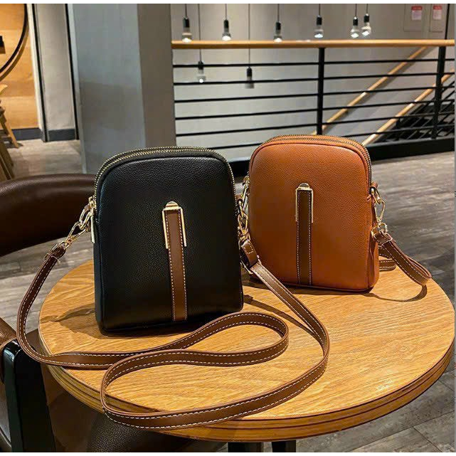 Túi xách nữ túi đựng điện thoại phối màu hai ngăn đeo chéo đeo vai đơn giản LK353