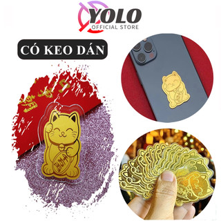 Mèo Thần Tài Dán Ốp Mạ Vàng Mang Tới Tài Lộc - Chiêu May Mắn - Phong Thủy Cho Người Sử Dụng