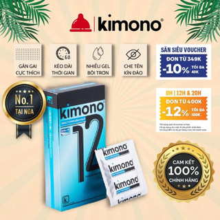 Bao cao su gân gai siêu mỏng Kimono màu xanh dương 0.02 mm (hộp 3 & 12 cái Shop bcs durex)