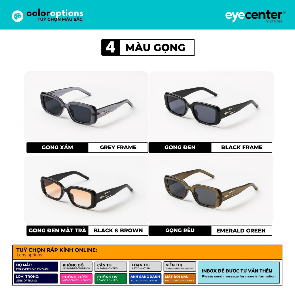 Kính mát nam nữ chính hãng EYECENTER S61S  nhựa dẻo siêu nhẹ nhập khẩu by Eye Center Vietnam