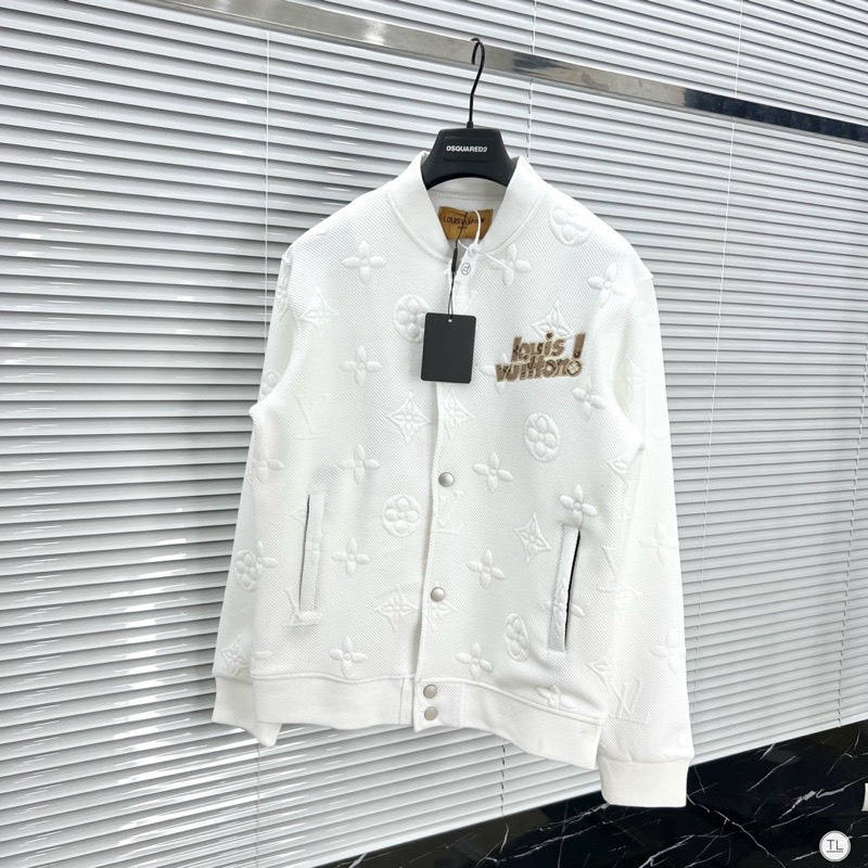 Áo Khoác Nam Nữ LV Phối Màu Vân Dập Nổi, Áo Bomber Nam Logo Gấu Chất Nỉ Bông Dày Dặn Hottrend thu đông 2023 queenshop