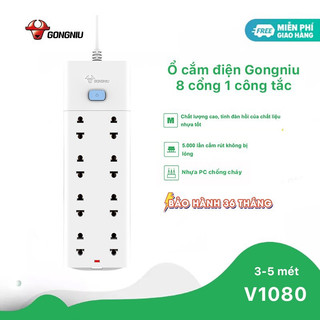 Ổ cắm gongniu 8 ổ - 1 công tắc - 3m
