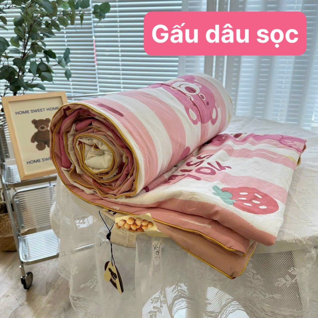 Chăn hè đũi nhân xơ đậu nành trần bông nhập khẩu 2mx2m2.Chăn cotton đũi mềm mại thoáng mát mẫu mới 2023