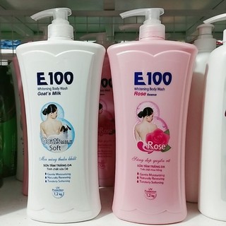Sữa tắm E100 1200ml  sữa tắm trắng da với tinh chất hoa hồng và sữa dê.