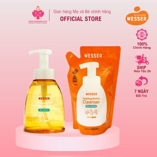 Bộ 1 chai và 1 gói nước rửa bình sữa wesser
