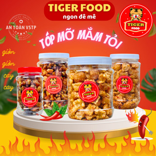 Tóp mỡ rim mắm tỏi TIGER FOOD Tóp mỡ nguyên da sốt mắm tỏi - tóp mỡ thịt không da SIÊU NGON ĂN LÀ GHIỀN