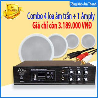 [ Sốc ] Combo 4 loa âm trần + 1 Amply kết nối Bluetooth nghe nhạc du dương dành cho salon tóc - quán bia - phòng học
