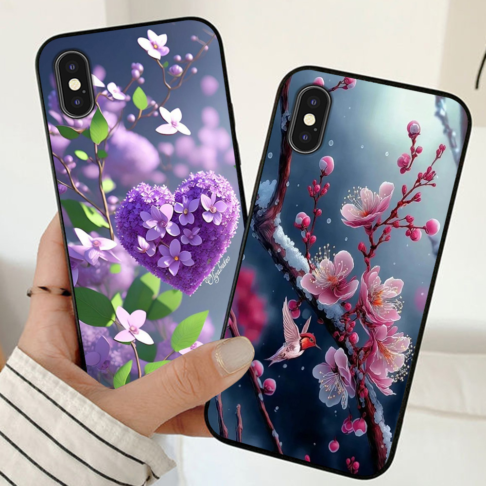 Ốp lưng Iphone X / ip Xs / ip Xs max in hình hoa lá cành op nữ