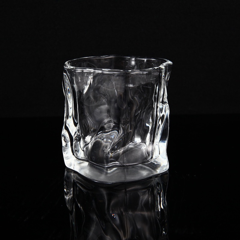 Cốc thuỷ tinh vân sóng độc đáo tạo hình viên đá Ly Uống Nước Decor Phòng Khách & Phòng Làm Việc