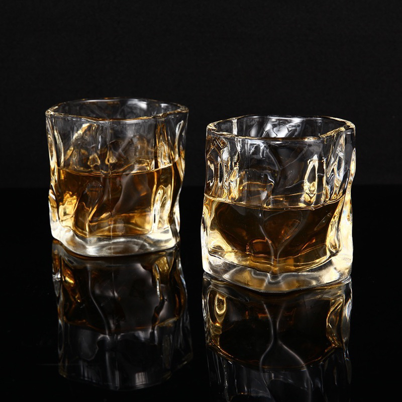 Cốc thuỷ tinh vân sóng độc đáo tạo hình viên đá Ly Uống Nước Decor Phòng Khách & Phòng Làm Việc