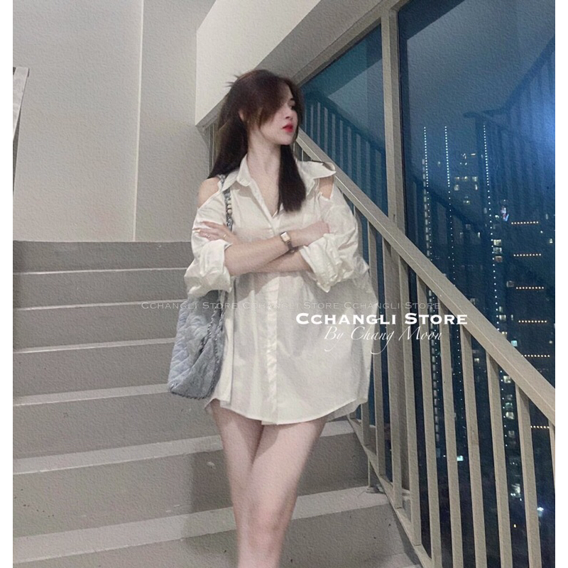 ÁO SƠ MI KHOÉT VAI VẠT TRÒN TÚI TRƯỚC