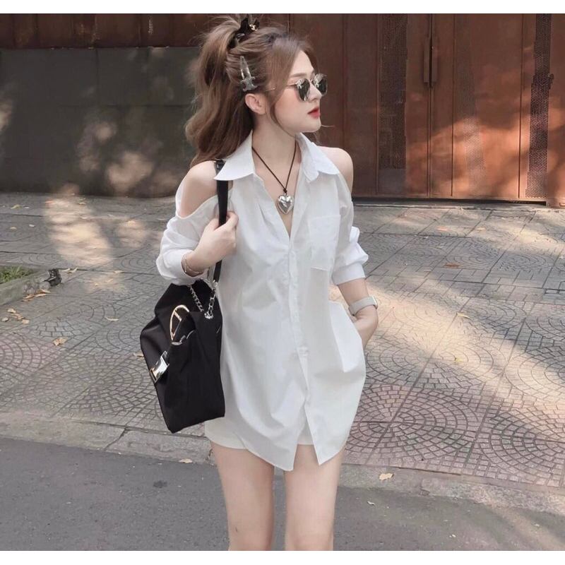 ÁO SƠ MI KHOÉT VAI VẠT TRÒN TÚI TRƯỚC