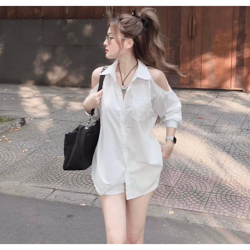 ÁO SƠ MI KHOÉT VAI VẠT TRÒN TÚI TRƯỚC