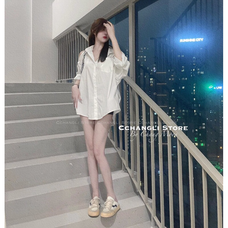 ÁO SƠ MI KHOÉT VAI VẠT TRÒN TÚI TRƯỚC