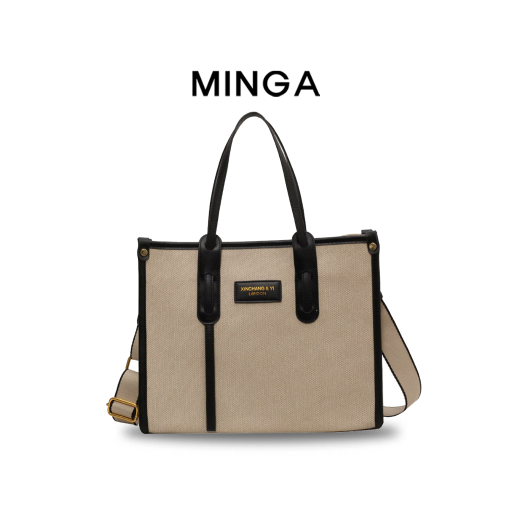 Túi Xách ToTe Nữ MINGA To Cỡ Lớn Vải Canvas Đeo Chéo Xách Tay Vải Đựng Laptop Đi Học Đi Làm Thời Trang Công Sở 23073 Y-2