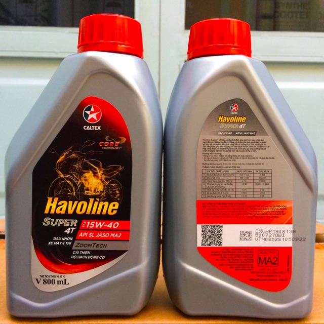 Nhớt Caltex Havoline Super4T 15w40 dành cho xe số, côn tay