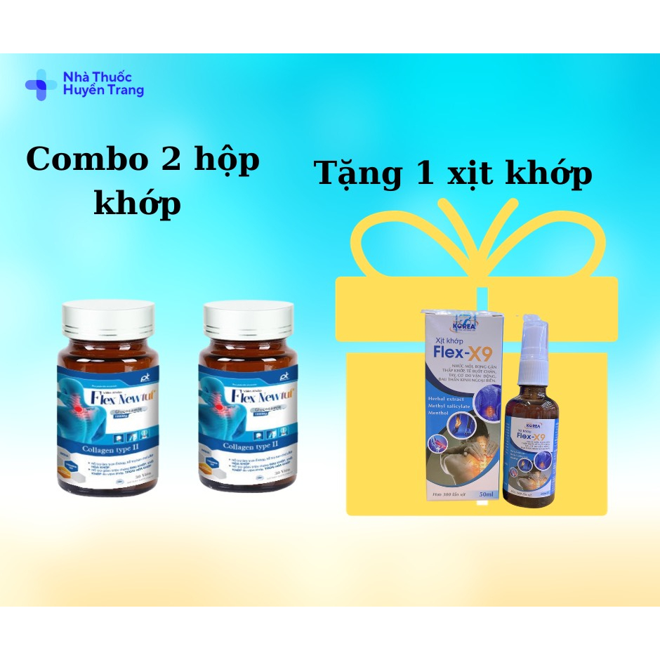 COMBO 2 HỘP KHỚP FLEX NEWTUF tặng 1 chai xịt khớp FLEX-X9 hỗ trọ xương khớp, giúp phục hồi tái tạo s
