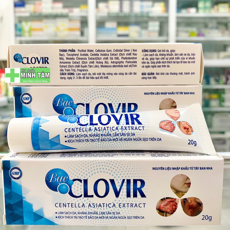 Gel Bôi Ngoài Da BẠC CLOVIR làm sạch da, kích thích tái tạo da mới, ngừa sẹo